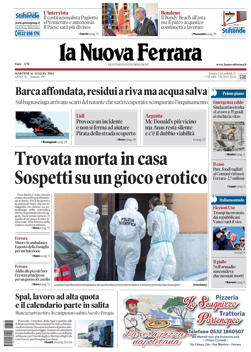 Prima-pagina-nuova ferrara-oggi-edizione-del-2024-07-16